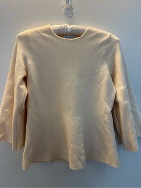 The Fold Women's Cream sculpted knit top